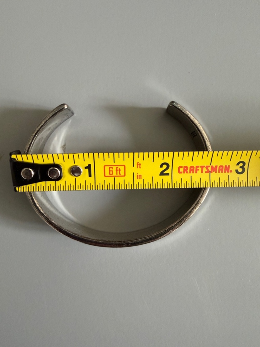 Minimalist Tooth Sterling Silver Cuff Bangle Bracelet - Picture 7 of 8
